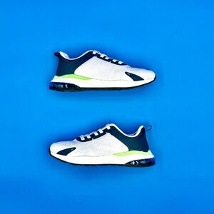 Avia White and Navy Athletic Shoes with Neon Green‎ Accents